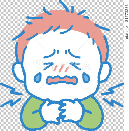 首／喉が痛い男の子のイラスト 81773288