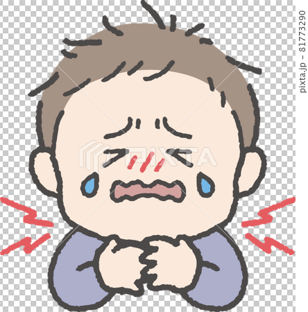 首／喉が痛い男の子のイラスト 81773290