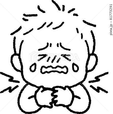 首／喉が痛い男の子のイラスト 81773291