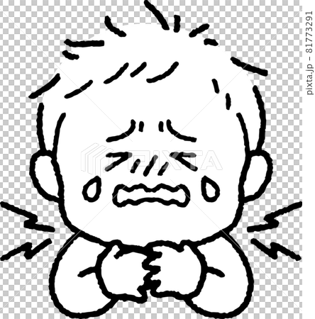 首／喉が痛い男の子のイラスト 81773291