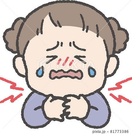 首／喉が痛い女の子のイラスト 81773386