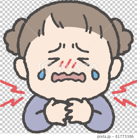 首／喉が痛い女の子のイラスト 81773386
