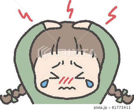 頭が痛い女の子のイラストのイラスト素材