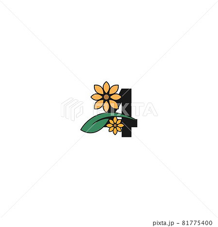 a number with flowers icon logo design vector 81775400