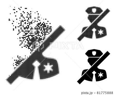 Destructed and Halftone Dotted No Police Sheriff Glyph Destructed and Halftone Dotted No Police Sheriff Glyph 81775888