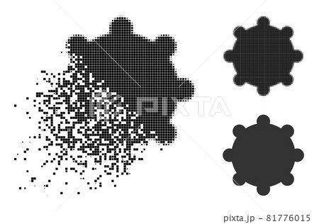 Disappearing and Halftone Dotted Gear Glyph Disappearing and Halftone Dotted Gear Glyph 81776015