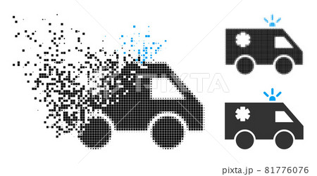 Shredded and Halftone Pixel Emergency Car Icon Shredded and Halftone Pixel Emergency Car Icon 81776076
