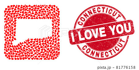 Love Watermark Seal and Connecticut State Map Heart Hole Mosaic Love Watermark Seal and Connecticut State Map Heart Hole Mosaic 81776158