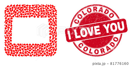 Love Scratched Badge and Colorado State Map Heart Subtracted Mosaic Love Scratched Badge and Colorado State Map Heart Subtracted Mosaic 81776160