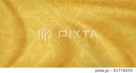 Thaii pattern. Golden silk background. Gold satin waves. Vector 81776650