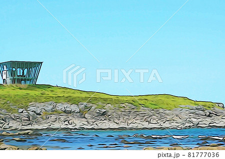 パステル調　”夏の日の出岬　北海道雄武町”　イラストイメージ 81777036