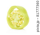 Slice Green hot chili pepper isolated on the white background. 81777360