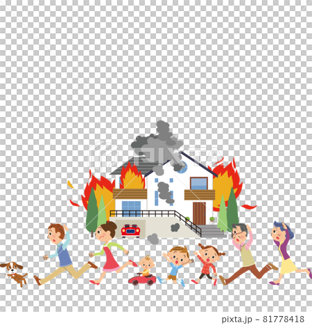 火災　家族　地球温暖化　 81778418