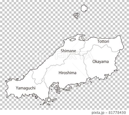 日本地方区分＿中国地方＿英字県名入り＿wh 81778430