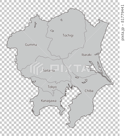 日本地方区分＿関東＿英字県名入り＿gry 81779441