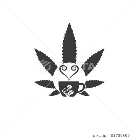 Coffee cup marijuana cannabis  Template vector icon 81780309