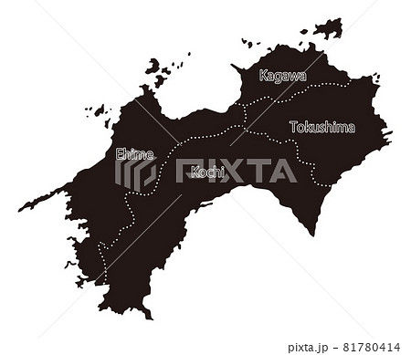 日本地方区分＿四国＿英字県名入り＿bk 81780414