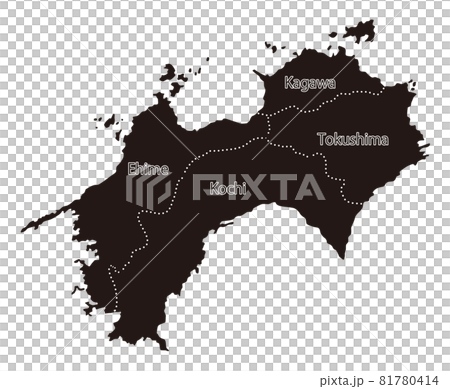 日本地方区分＿四国＿英字県名入り＿bk 81780414