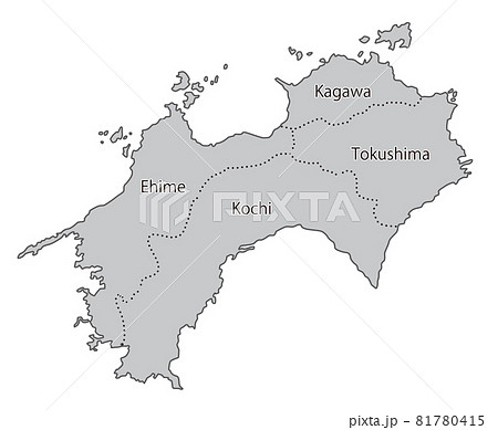 日本地方区分_四国_英字県名入り_gry 日本地方区分_四国_英字県名入り_gry 81780415