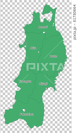 日本地方区分 東北 英字県名入り Grのイラスト素材