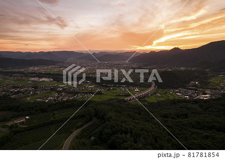 長野県上田市街の夜景と上田ローマン橋 長野県上田市街の夜景と上田ローマン橋 81781854
