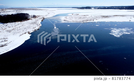 網走の冬の濤沸湖と斜里岳 網走の冬の濤沸湖と斜里岳 81783774
