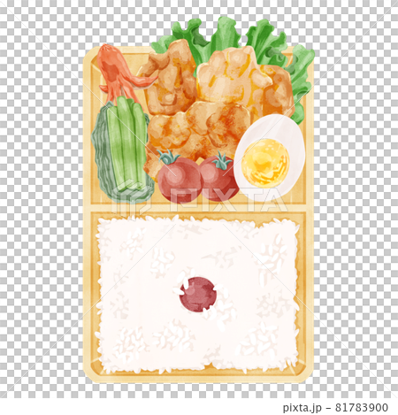 Hand-painted watercolor style illustration of Japanese fried chicken lunch 81783900