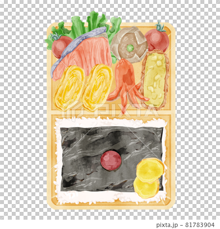 日本ののり弁当の手描き水彩風イラスト 81783904