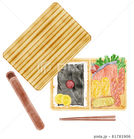 日本ののり弁当の手描き水彩風イラスト 81783906