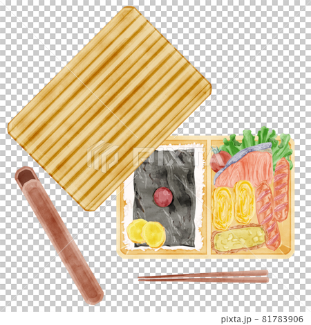 日本ののり弁当の手描き水彩風イラスト 81783906