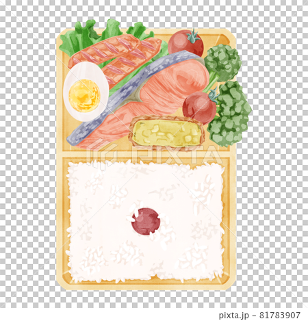 日本三文魚便當手繪水彩風格插畫 81783907