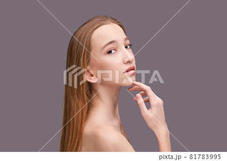Cosmetology concept. Skin care product. Female portrait. Face mask. Home peeling Cosmetology concept. Skin care product. Female portrait. Face mask. Home peeling 81783995