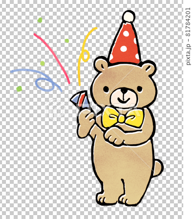 こぐまのパーティー クラッカーを持ったクマのイラストのイラスト素材 こぐまのパーティー クラッカーを持ったクマのイラストのイラスト素材