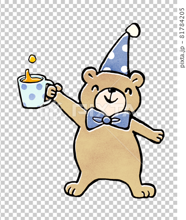 こぐまのパーティー 乾杯するクマのイラストのイラスト素材