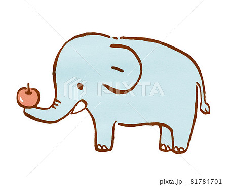 りんごを持った象のイラストのイラスト素材 [81784701] - PIXTA