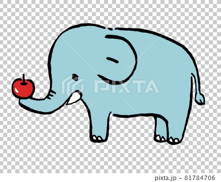 りんごを持った象のイラストのイラスト素材