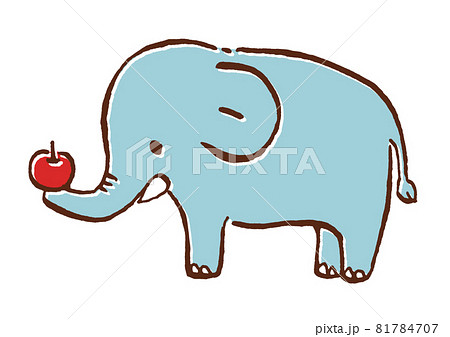りんごを持った象のイラストのイラスト素材 [81784707] - PIXTA