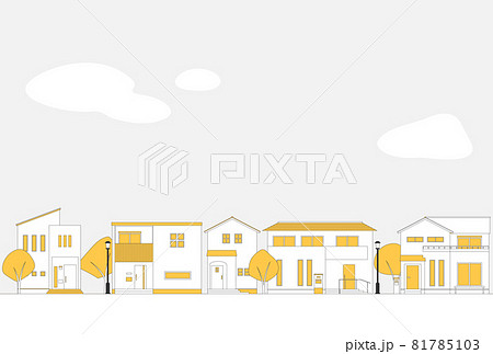 背景素材 戸建ての街並み イエローのイラスト素材