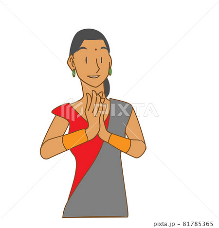 手を合わせるインドの女性のイラスト素材 手を合わせるインドの女性のイラスト素材