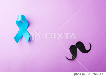 Black mustache paper and light blue ribbon Black mustache paper and light blue ribbon 81786014