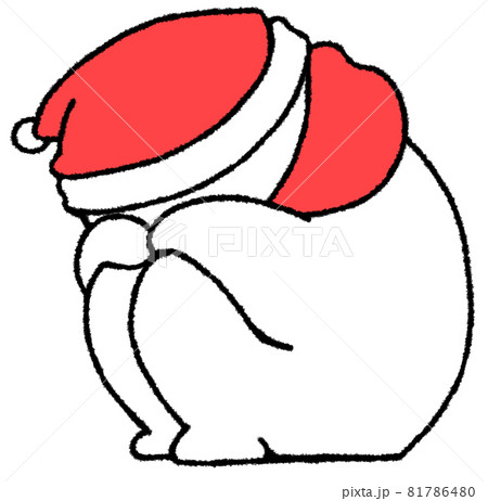 膝を抱えてうずくまる雪だるまのイラスト素材