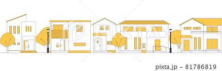 背景素材_戸建ての街並み_イエロー 背景素材_戸建ての街並み_イエロー 81786819