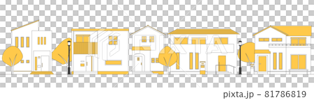 背景素材_戸建ての街並み_イエロー 背景素材_戸建ての街並み_イエロー 81786819
