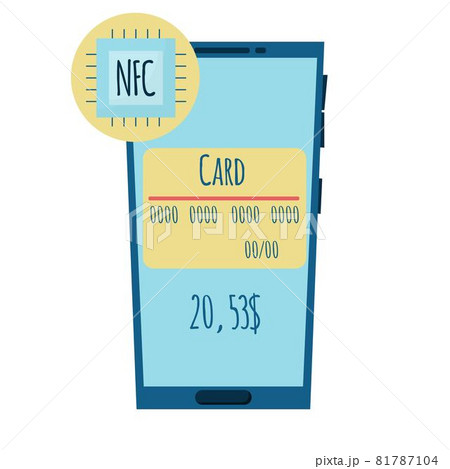 The concept of using a phone instead of a bank card. Phone with NFC chip. 81787104