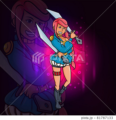 The warrior with the twin sword esport mascot design 81787133