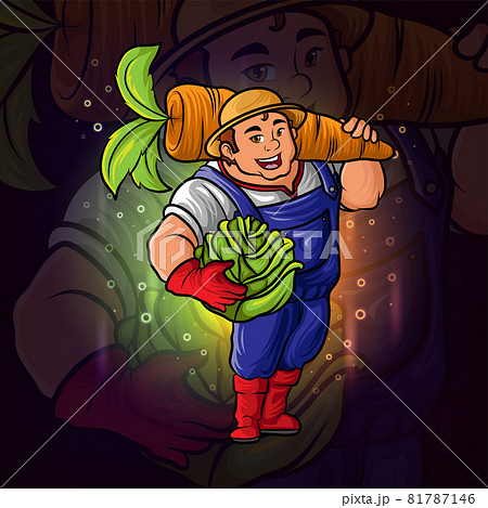 The Farmer With The Cabbage And Carrot Esport のイラスト素材