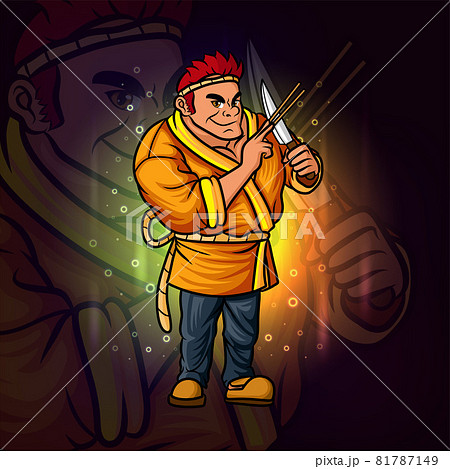 The Master Of Chef With The Knife And Chopstick のイラスト素材
