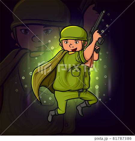 The Cool Soldier With The Gun Esport Mascot Designのイラスト素材 The Cool Soldier With The Gun Esport Mascot Designのイラスト素材
