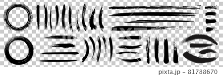 筆のライン。筆のストローク。墨の落書き。 81788670