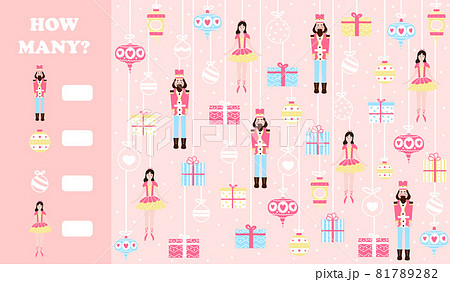 Christmas i spy game for kids with nutcracker character and ballerina in cartoon style with gifts, printable worksheet Christmas i spy game for kids with nutcracker character and ballerina in cartoon style with gifts, printable worksheet 81789282